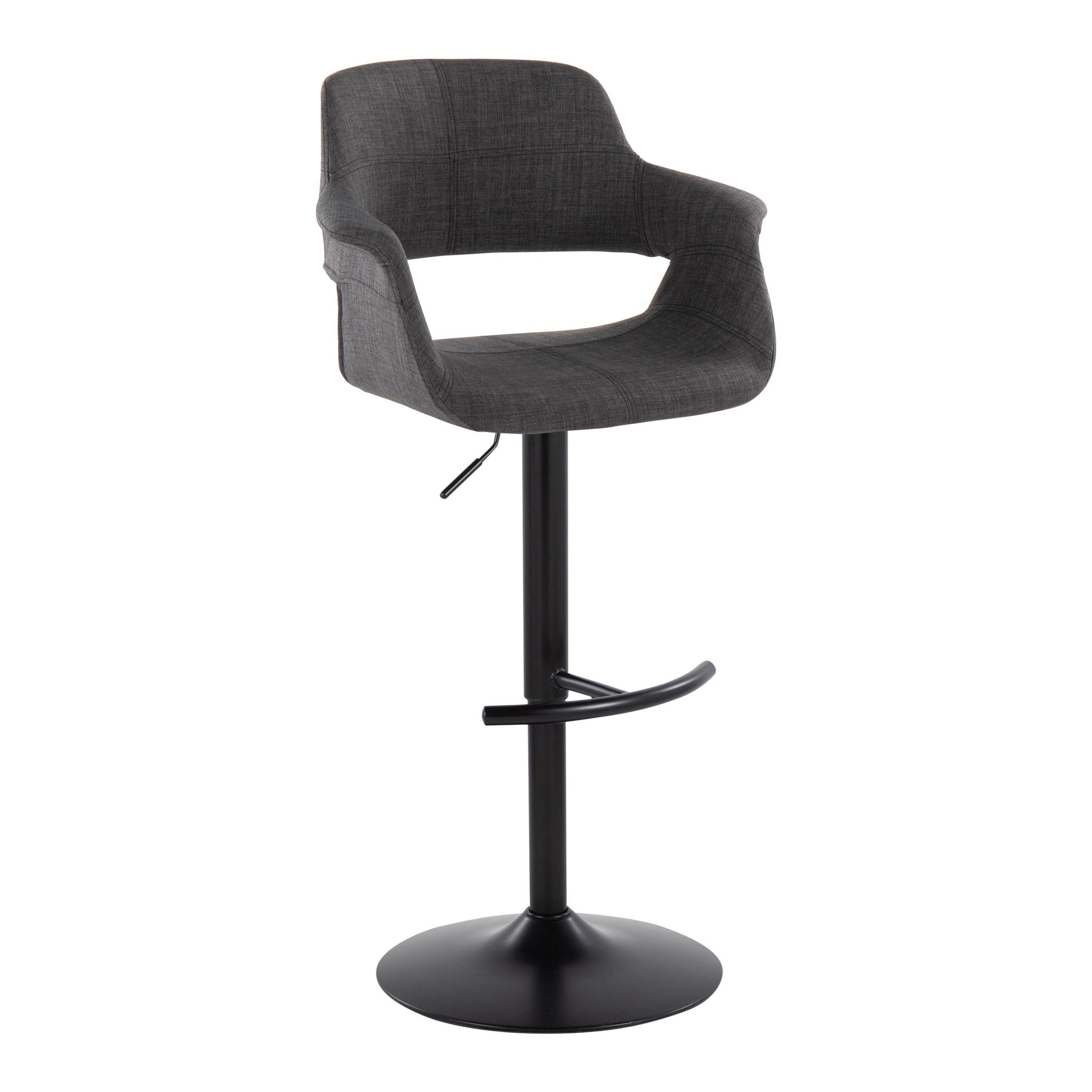 Vintage Flair - Mid Century Modern Adjustable Barstool With Swivel &amp; Rounded T Footrest (Set of 2)