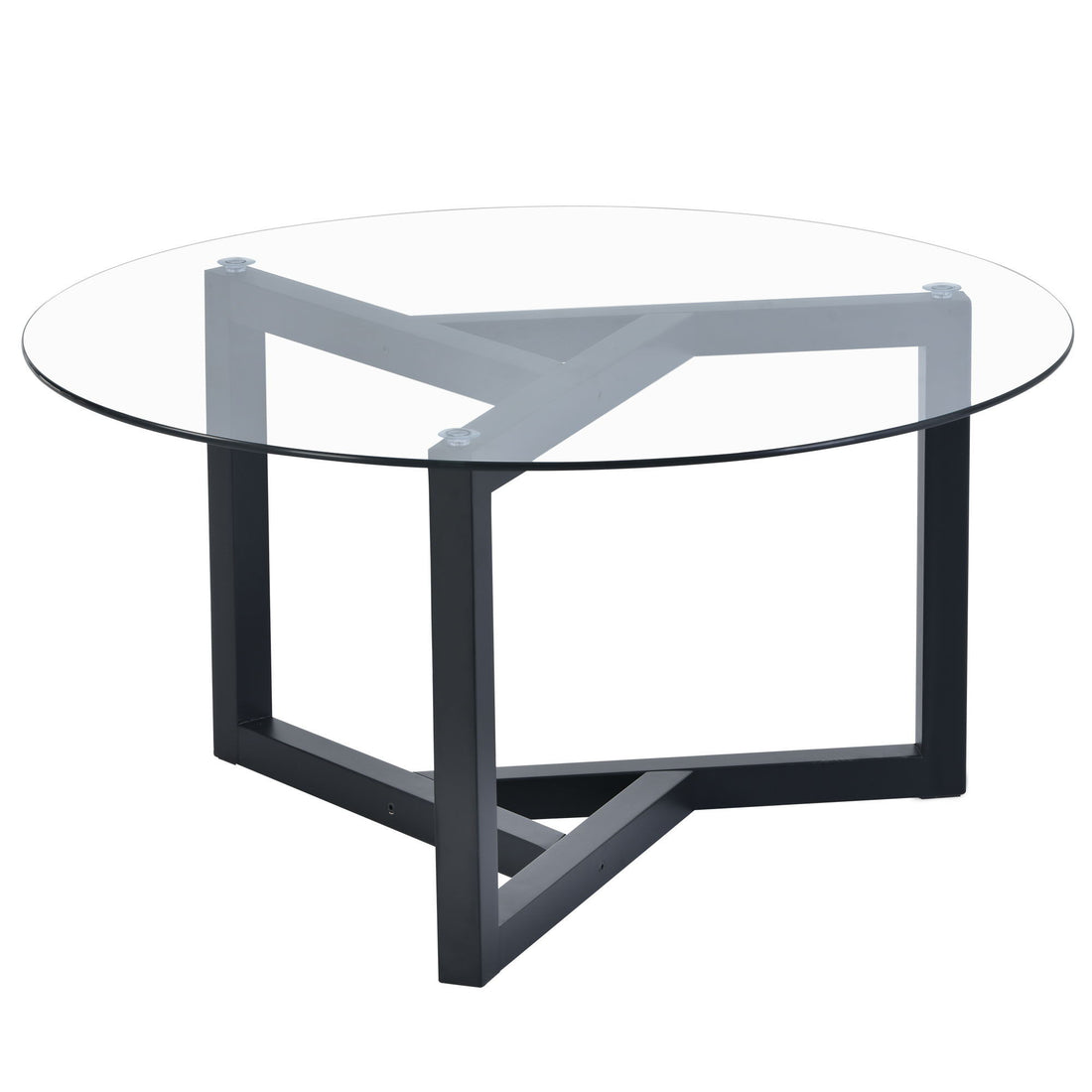 Round Glass Coffee Table Modern Cocktail Table