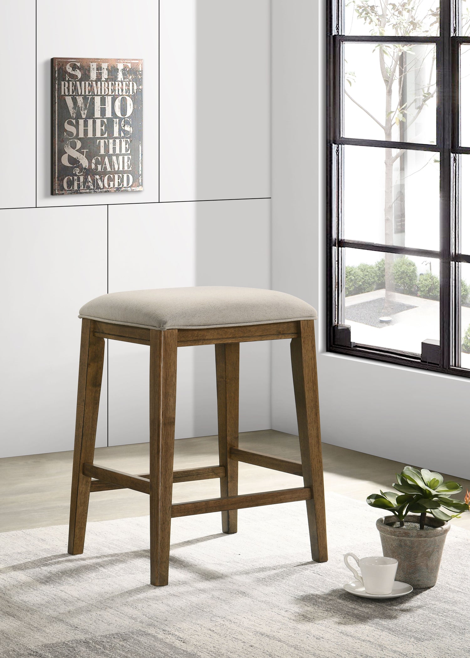 Sasha - 17&quot; Counter Height Stool With Upholstered Seat