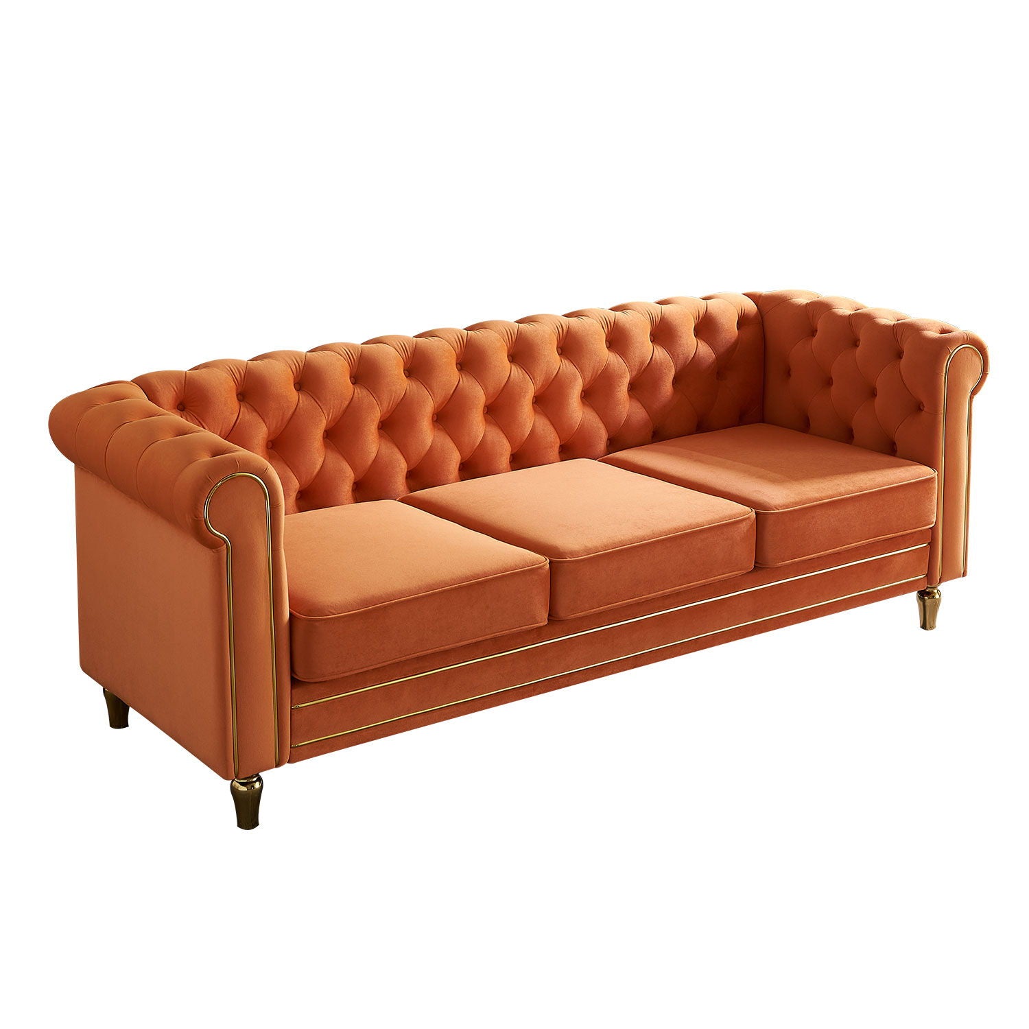 Chesterfield - Velvet Sofa 84.65&quot; For Living Room