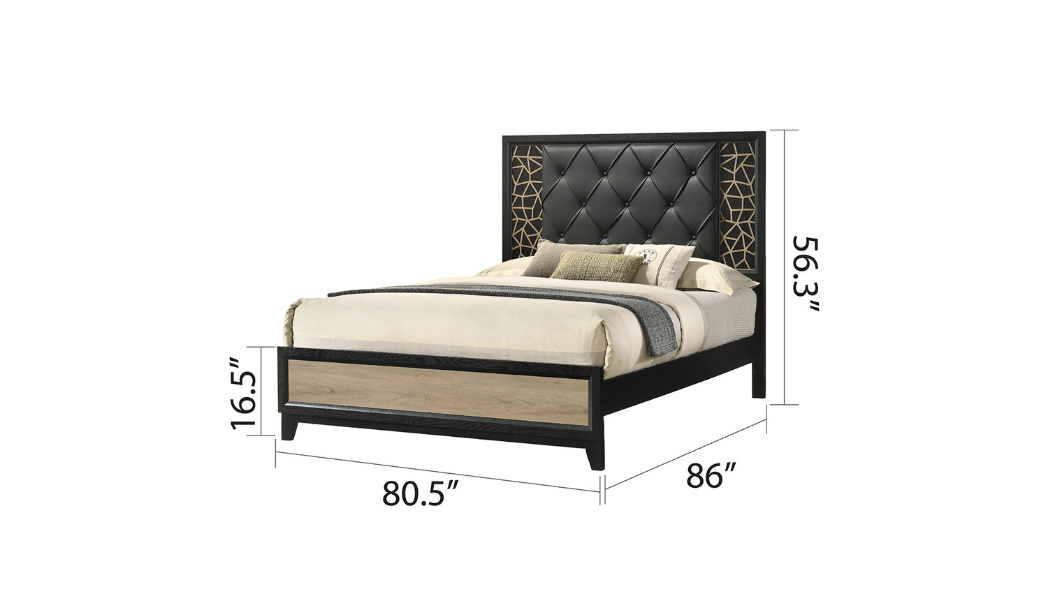 Selena Modern &amp; Contemporary King 4PC Bedroom set Made with Wood in Black and Natural