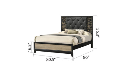 Selena Modern &amp; Contemporary King 4PC Bedroom set Made with Wood in Black and Natural