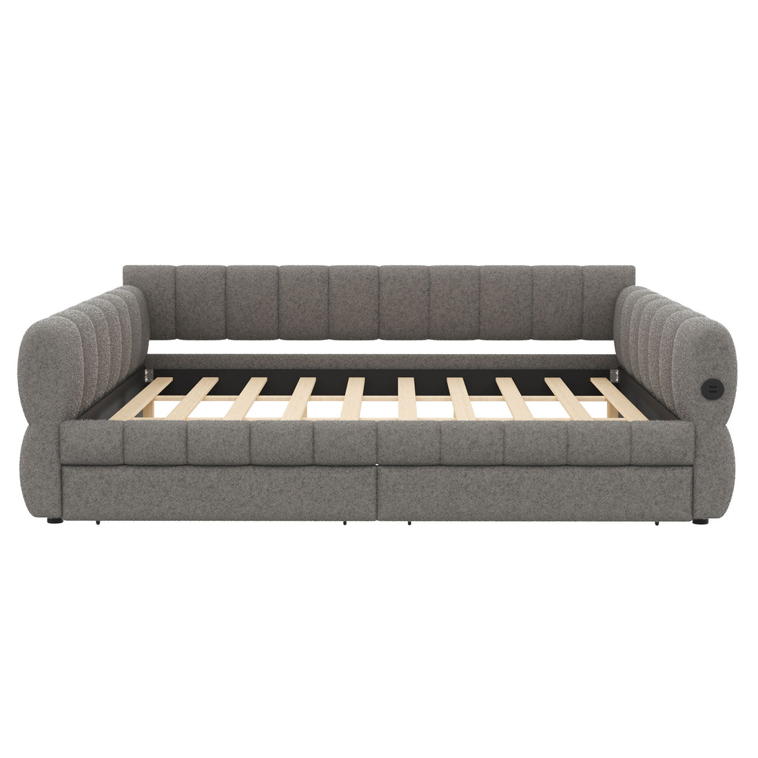 Upholstered Platform Bed With USB Charging And 2 Storage Drawers