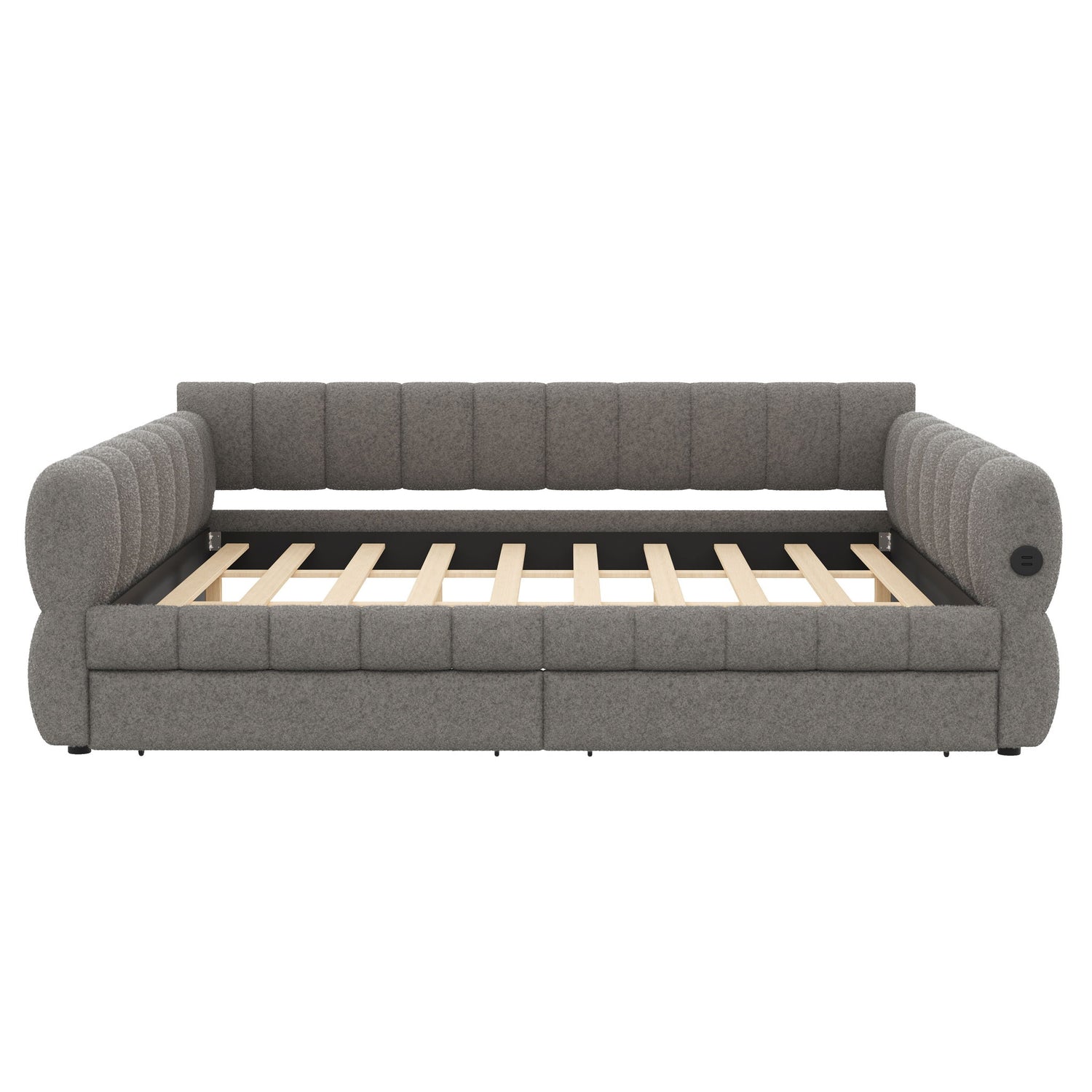 Upholstered Platform Bed With USB Charging And 2 Storage Drawers