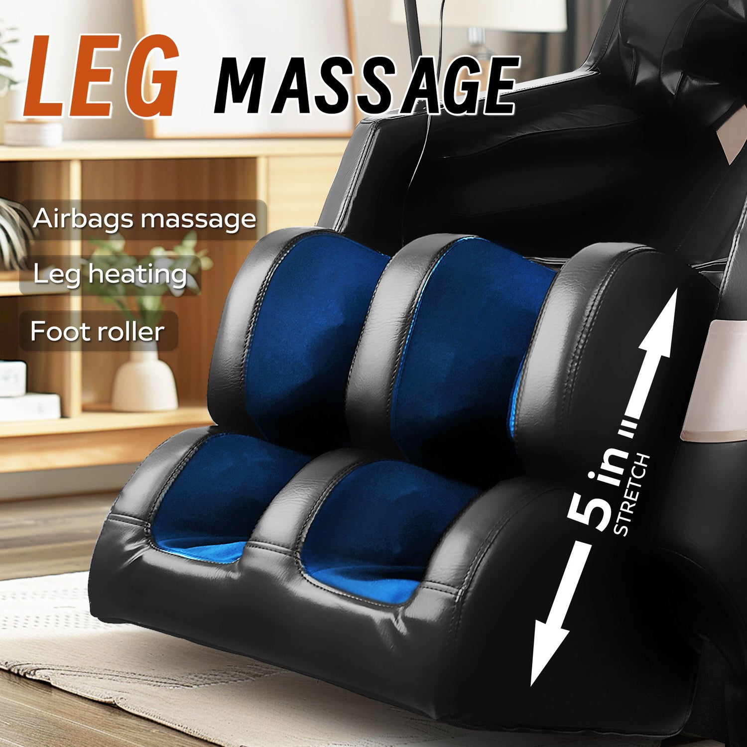 Massage Chair Recliner &amp; Zero Gravity With Full Body Air Pressure - Black