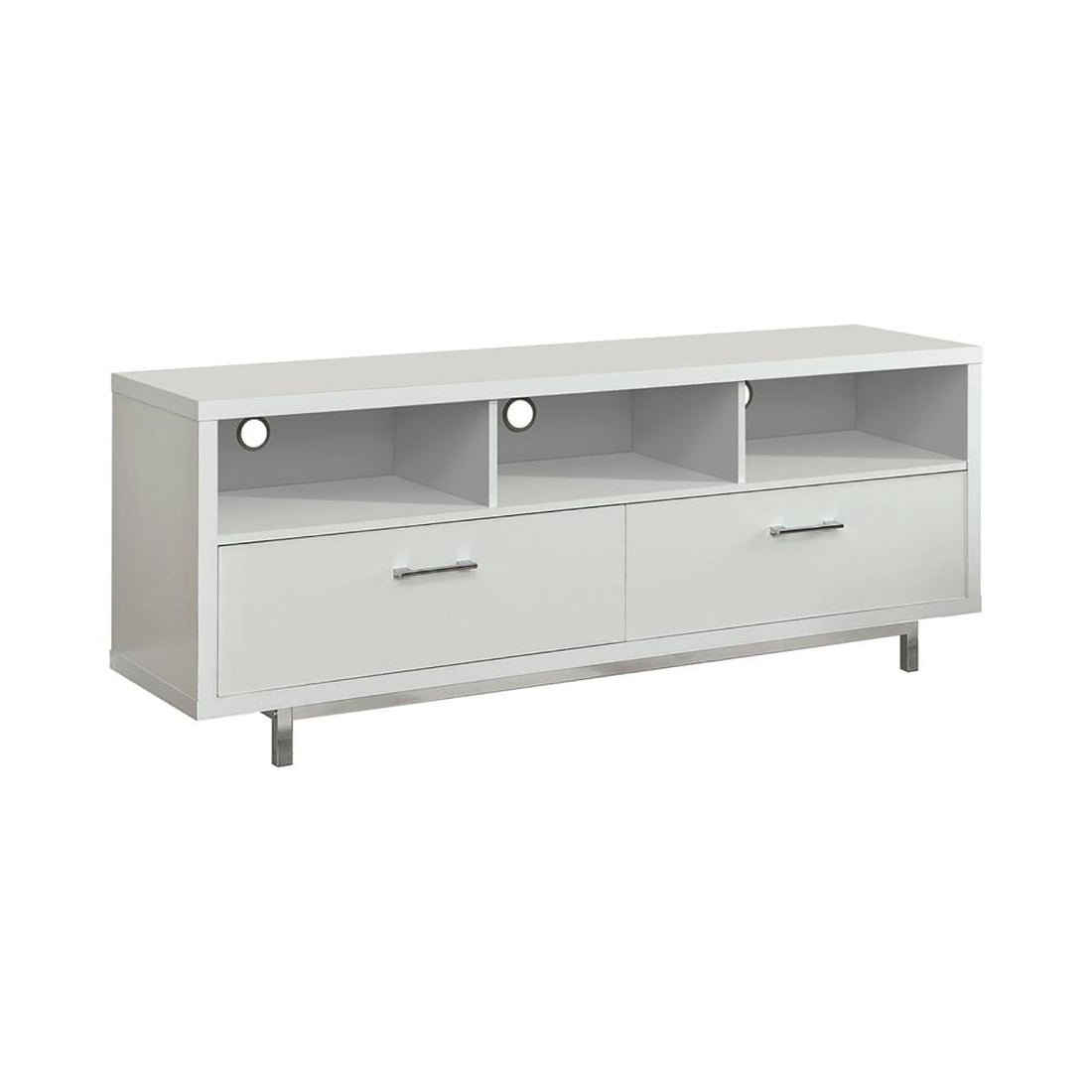 Drawer Storage TV Console With Open Cubbies - White