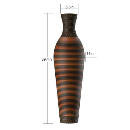 Tall Standing Designer Floor Vases With Elegant 2 Tone Finishes For Decorating