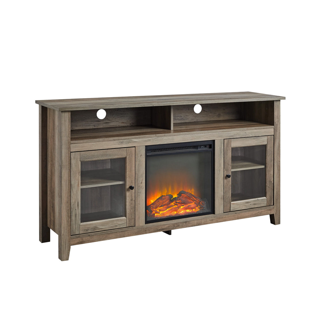 Classic Glass Door Fireplace Tall TV Stand For TVs Up To 65&quot;