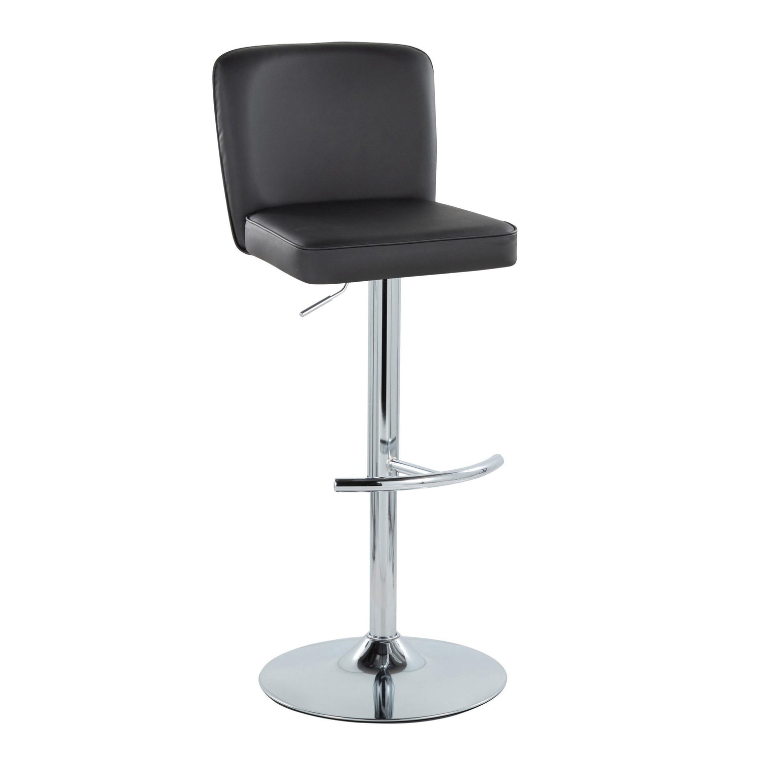 Henry - Contemporary Adjustable Barstool With Swivel &amp; Rounded T Footrest (Set of 2)