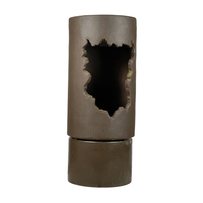Large Outdoor Water Fountain With Light, Contemporary Calming Elegance Cement Water Feature, Available Flowers Diy For Garden Patio &amp; Backyard - Brown