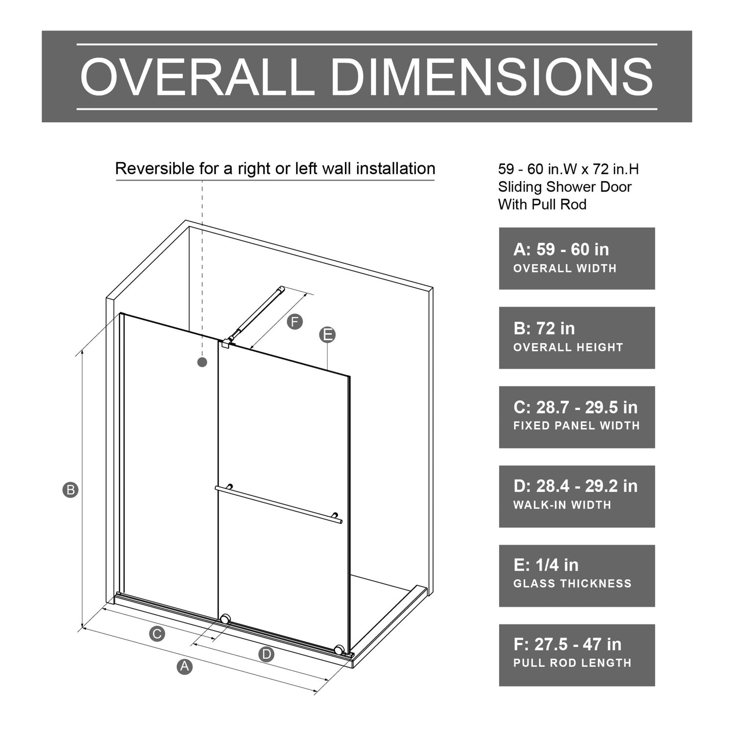 Guyou Glass Shower Door, Sliding Door Dual Usage - Chrome