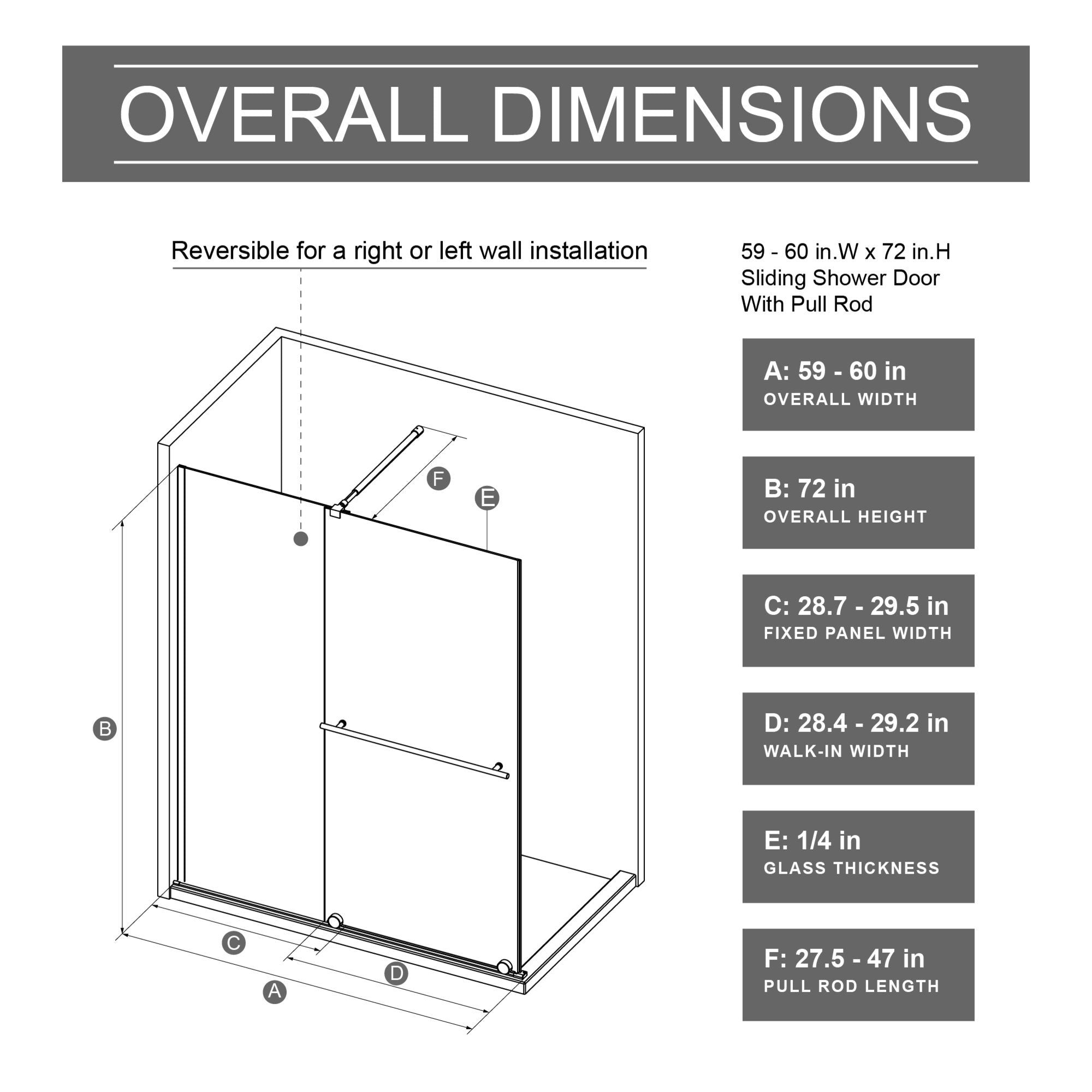 Guyou Glass Shower Door, Sliding Door Dual Usage - Chrome