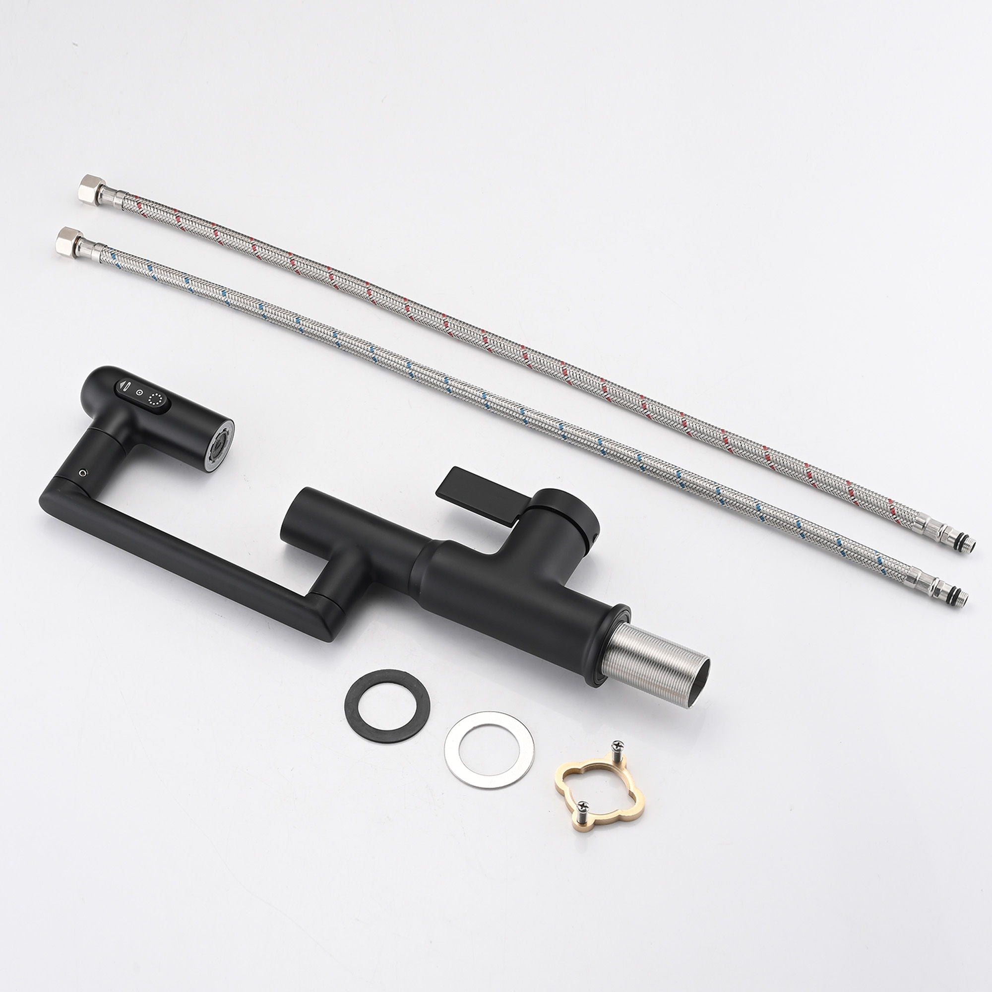 Bathroom Sink Faucet With Spray Function And Temperature Display, Anti Skid Switch, 360 Degree Rotary