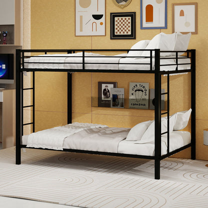 Bunk Bed For Kids, Convertible Frame With Ladders &amp; Guardrail