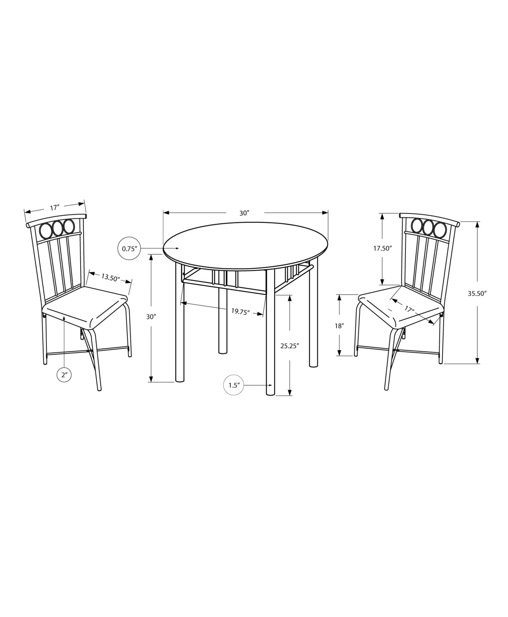 3 Pieces Dining Table Set, Small, Round, Contemporary &amp; Modern