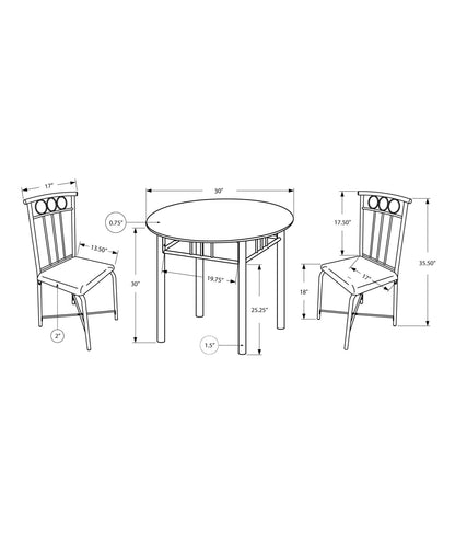 3 Pieces Dining Table Set, Small, Round, Contemporary &amp; Modern