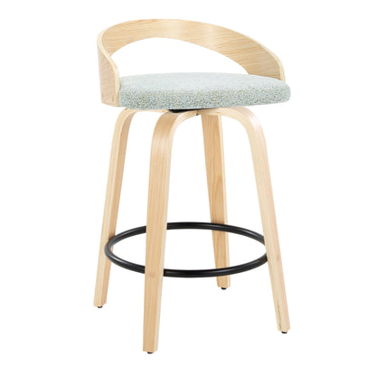 Grotto - Mid-Century Modern Fixed Height Counter Stool Swivel &amp;h Round Footrest