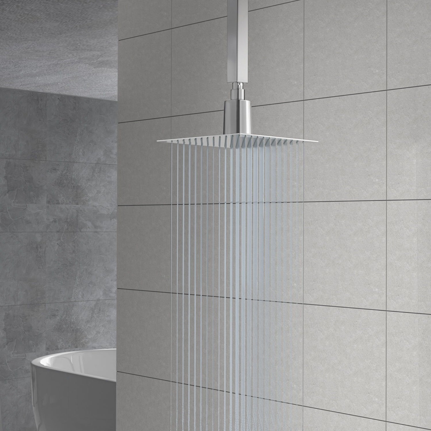 Ultra Thin 8&quot; Square Rain Shower Head 304 Stainless Steel, Wall / Ceiling Mounted