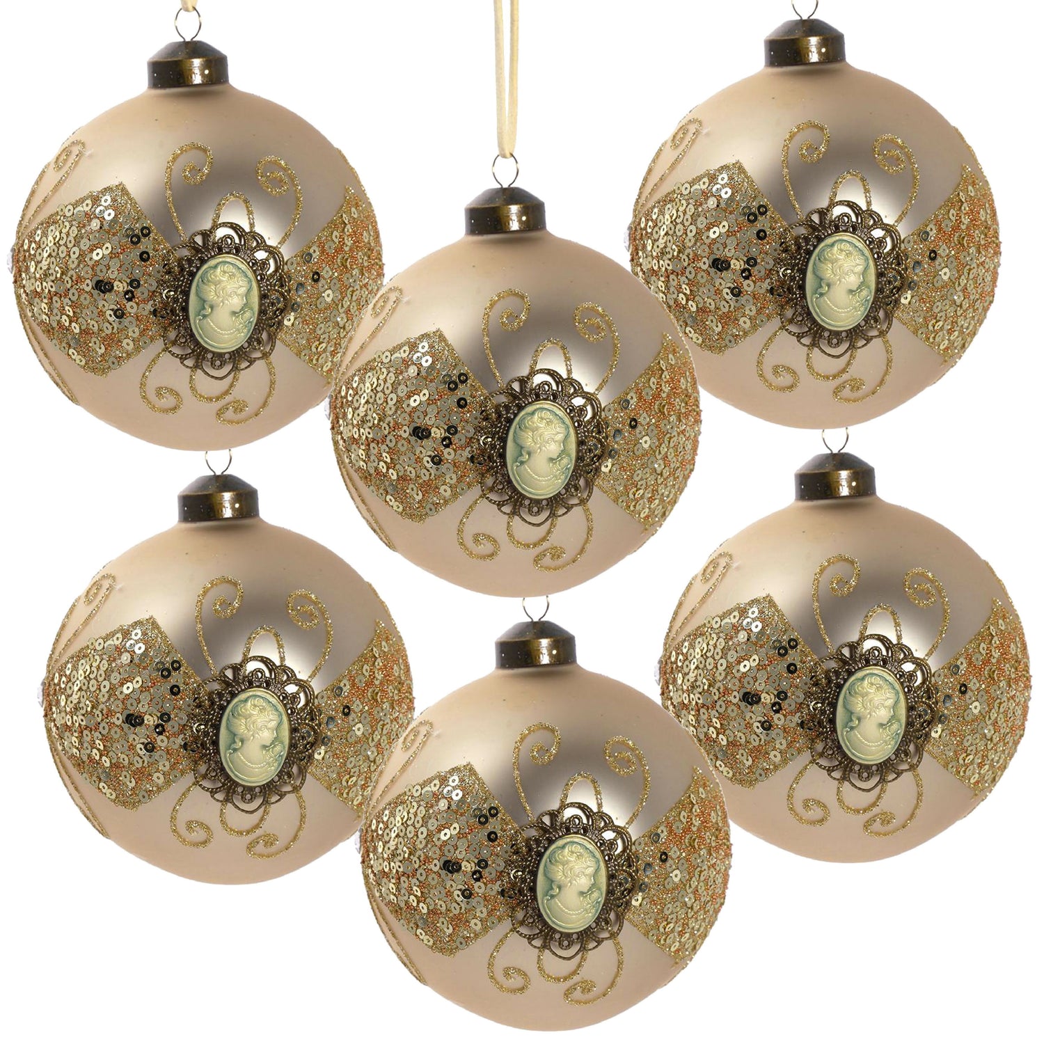Decorative Hanging Ball Christmas Tree Ornaments For Holiday Decorations (Set of 6)