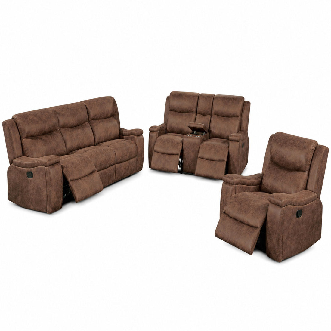Modern Manual Motion Living Room Set &amp; Hidden Cup Holders