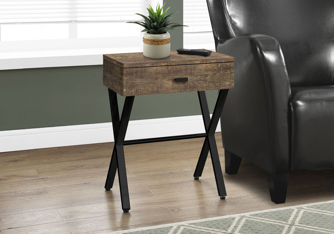 Accent Side X Table, Storage Drawer, Contemporary &amp; Modern