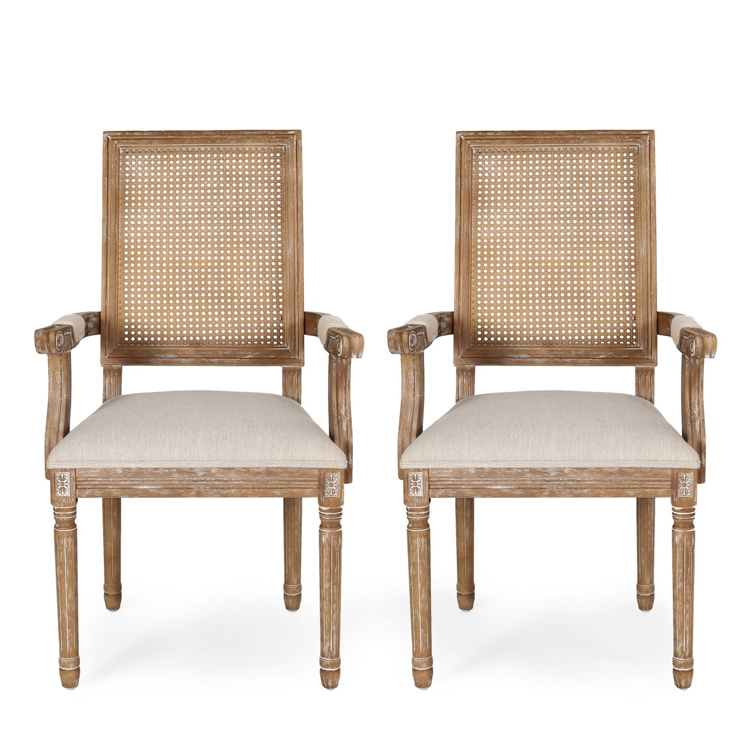 Upholstered Dining Chair With Cane Backrest