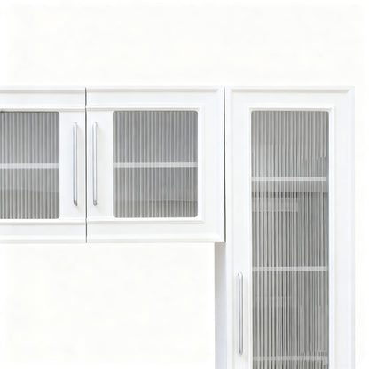 Wall Unit Entertainment Center With Glass Doors For TVs Up To 75&quot; With Drawers For Living Room - White