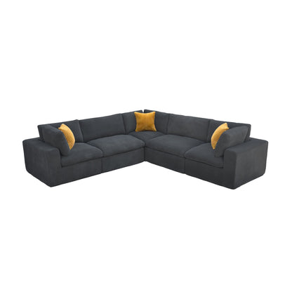 Modular Sectional &amp; Toss Pillows - Dark Gray