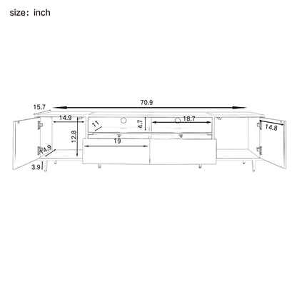 TV Stand For TVs Up To 80&quot;, Entertainment Center With 2 Shelves And LED Lights