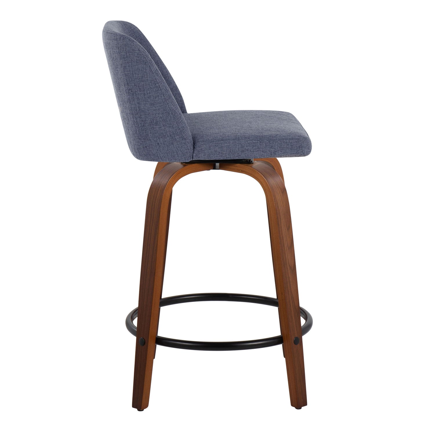 Toriano - Mid Century Modern, Fixed Height Counter Stool &amp; Swivel And Round Footrest (Set of 2)
