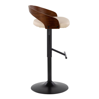 Grotto - Contemporary Adjustable Barstool &amp; Swivel With Straight T Footrest (Set of 2)