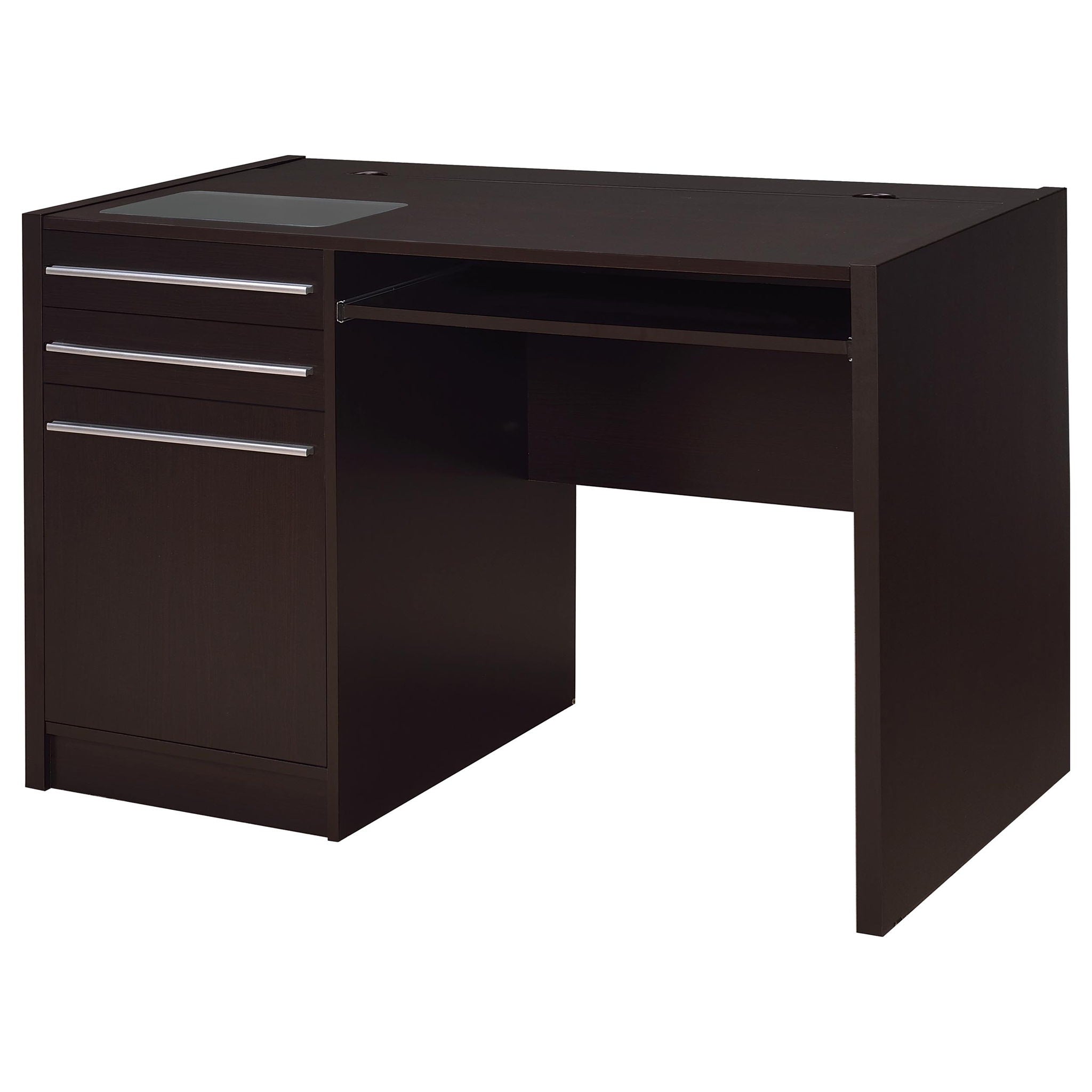 Maxim - 2 Drawer Computer Desk With Lift Top Storage And Power Outlet - Cappuccino