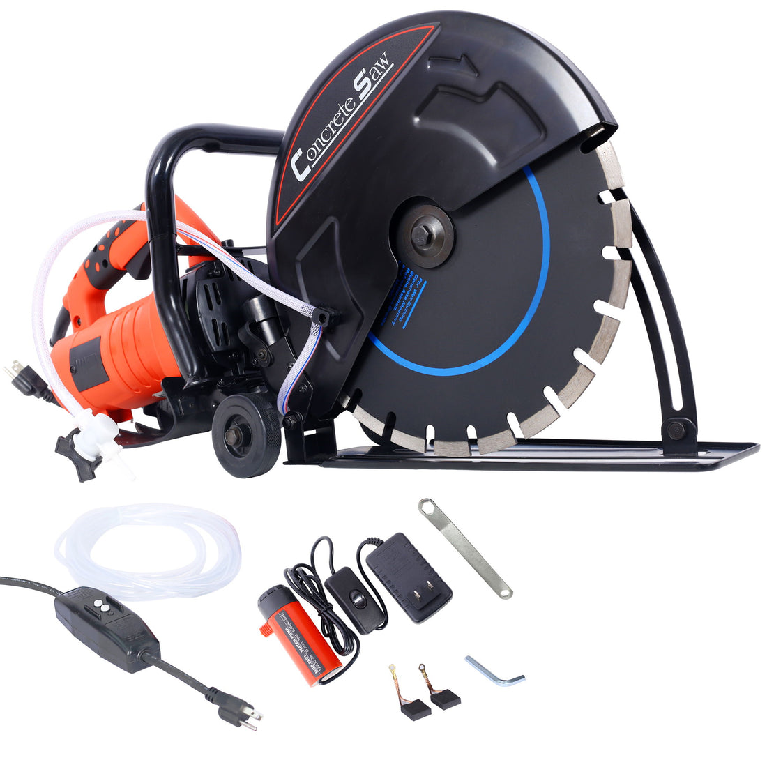 Electric 14&quot; Cut Off Saw With Wet / Dry Functionality And Water Line Attachment Metal, 30&quot; Length - Black