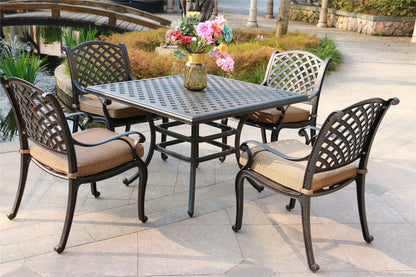 Square 4 Person 43.19&quot; Long Aluminum Dining Set With Cushions