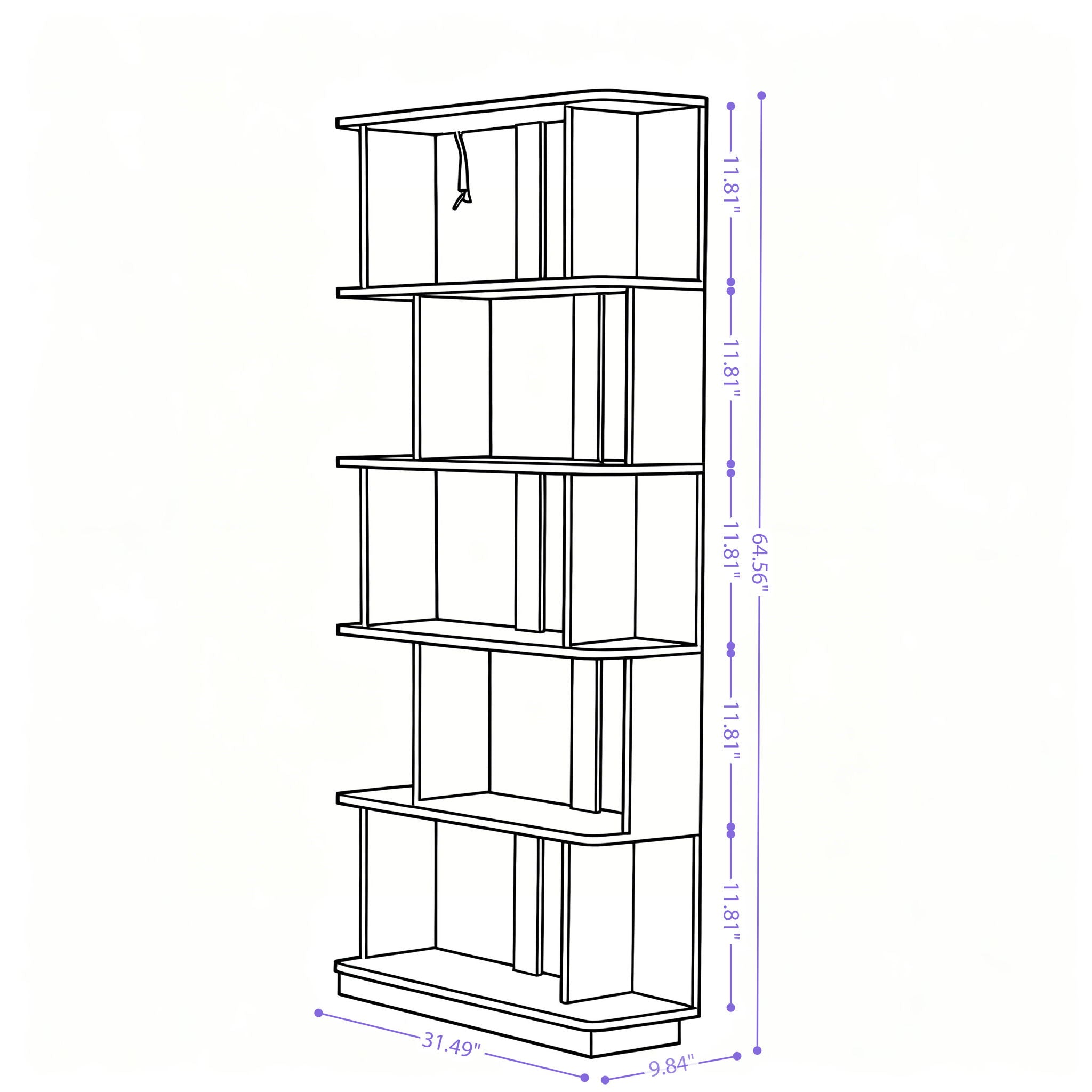 5 Tier Open Bookshelf, Free Combination Storage Shelving For Living Room - Dark Brown