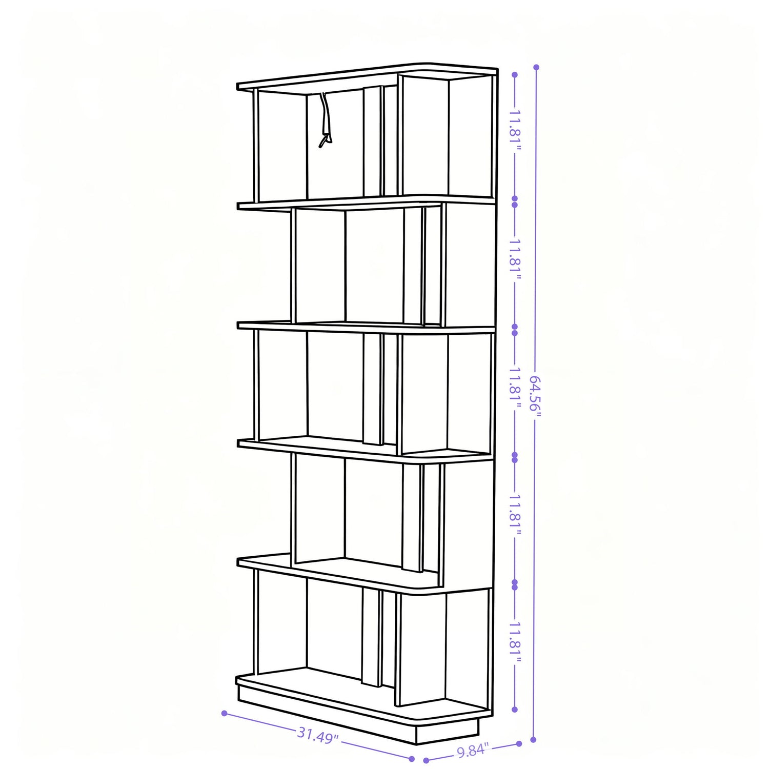 Modern 5 Tier Open Storage Bookcase