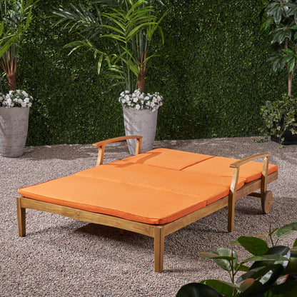 Etherealize - Outdoor Adjustable Double Chaise Lounge With Water Resistant Cushions