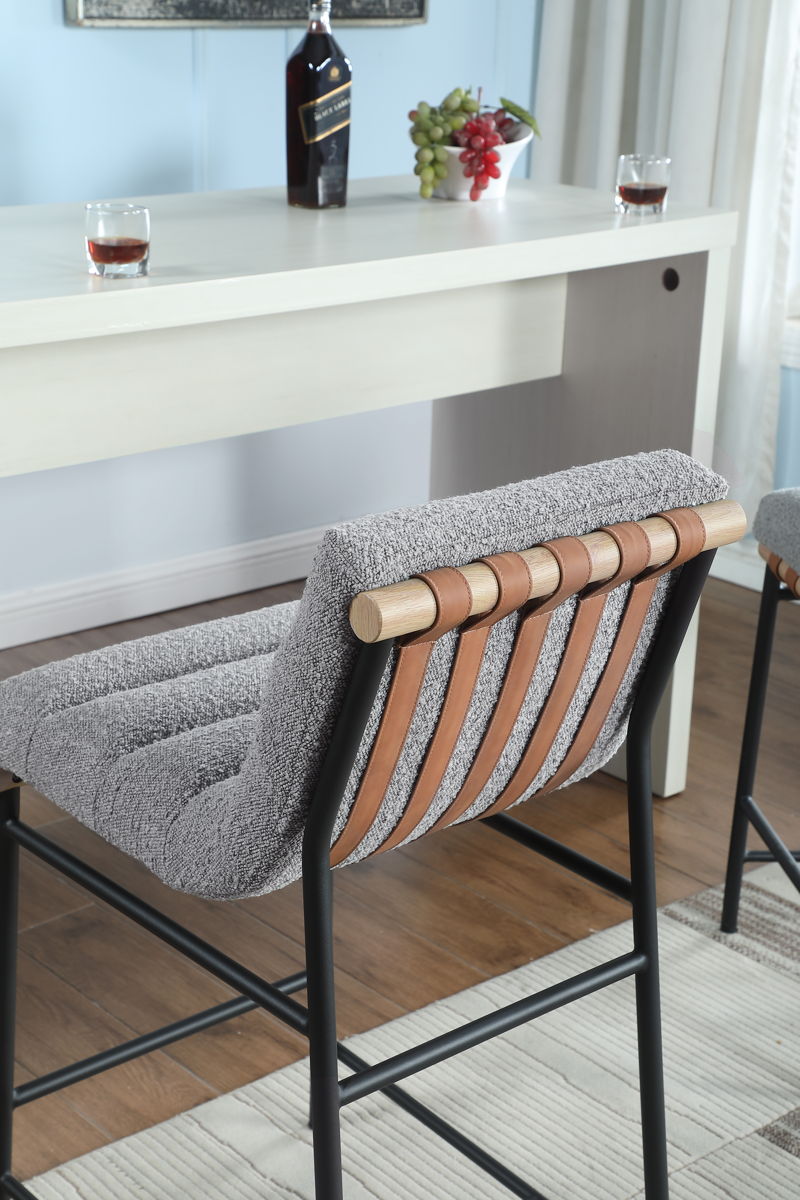 Lahni - 17&quot; Boucle Fabric Counter Height Chair