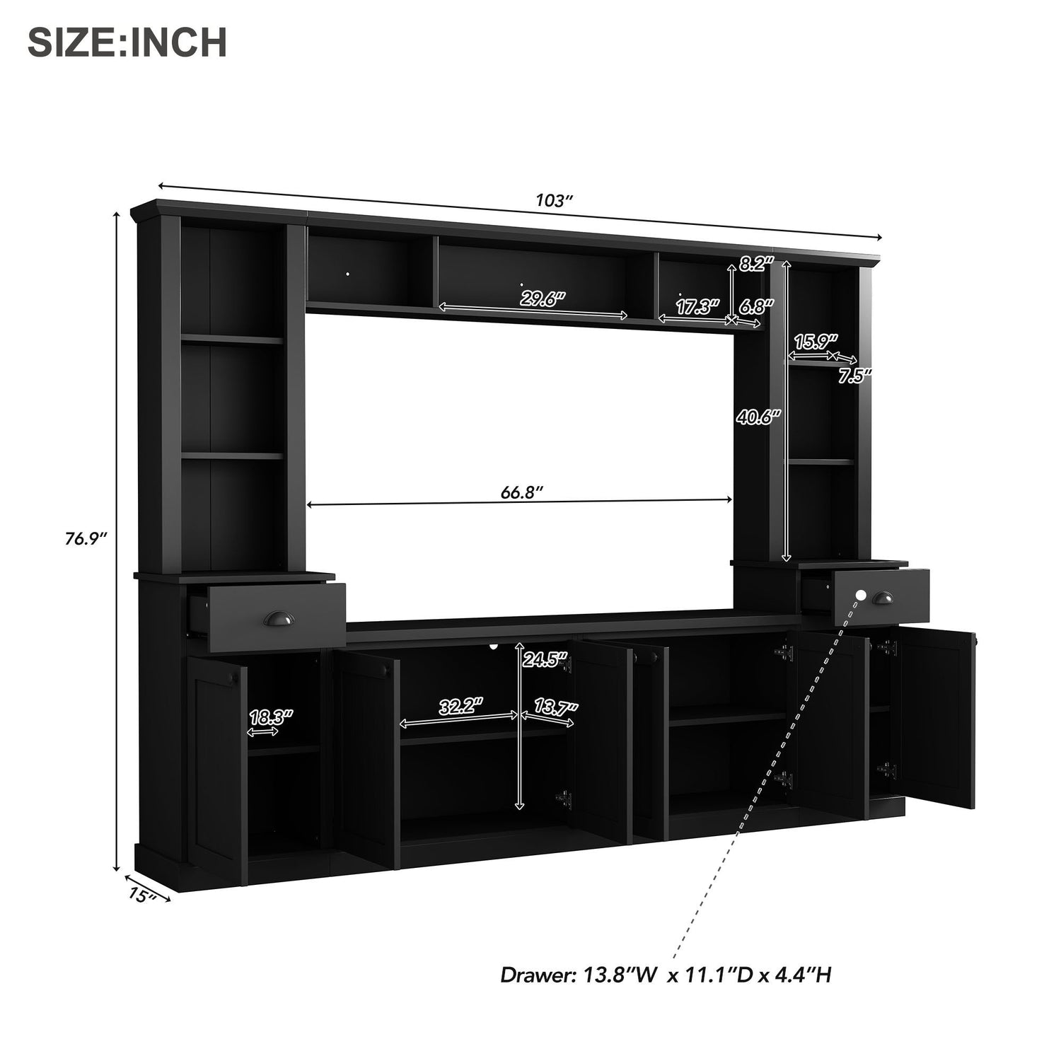 Minimalist Entertainment Wall Unit Set With Bridge For TVs Up To 75&quot;