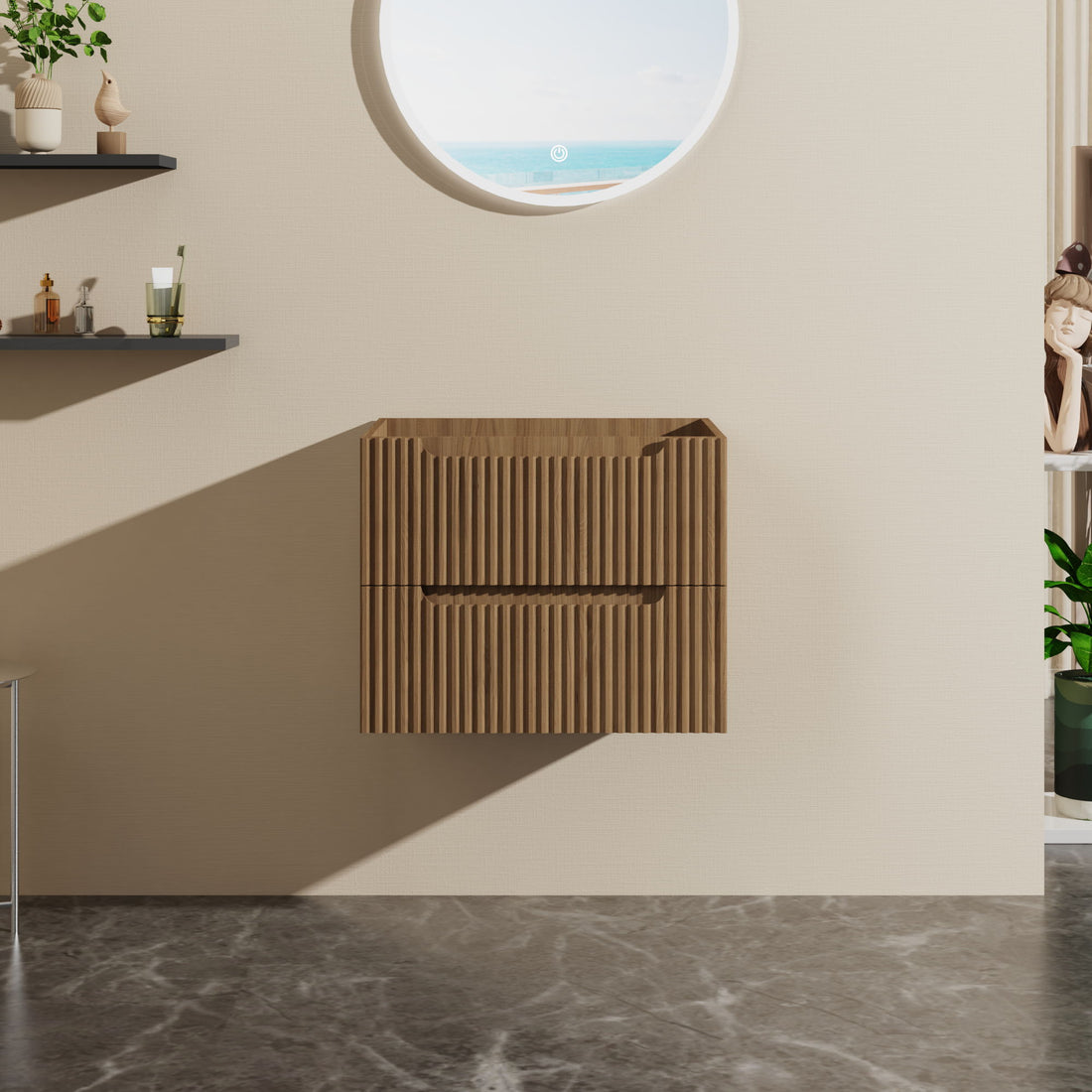 24&quot; Wall Mount Bathroom Vanity Cabinet Floating (Cabinet Only) - Walnut