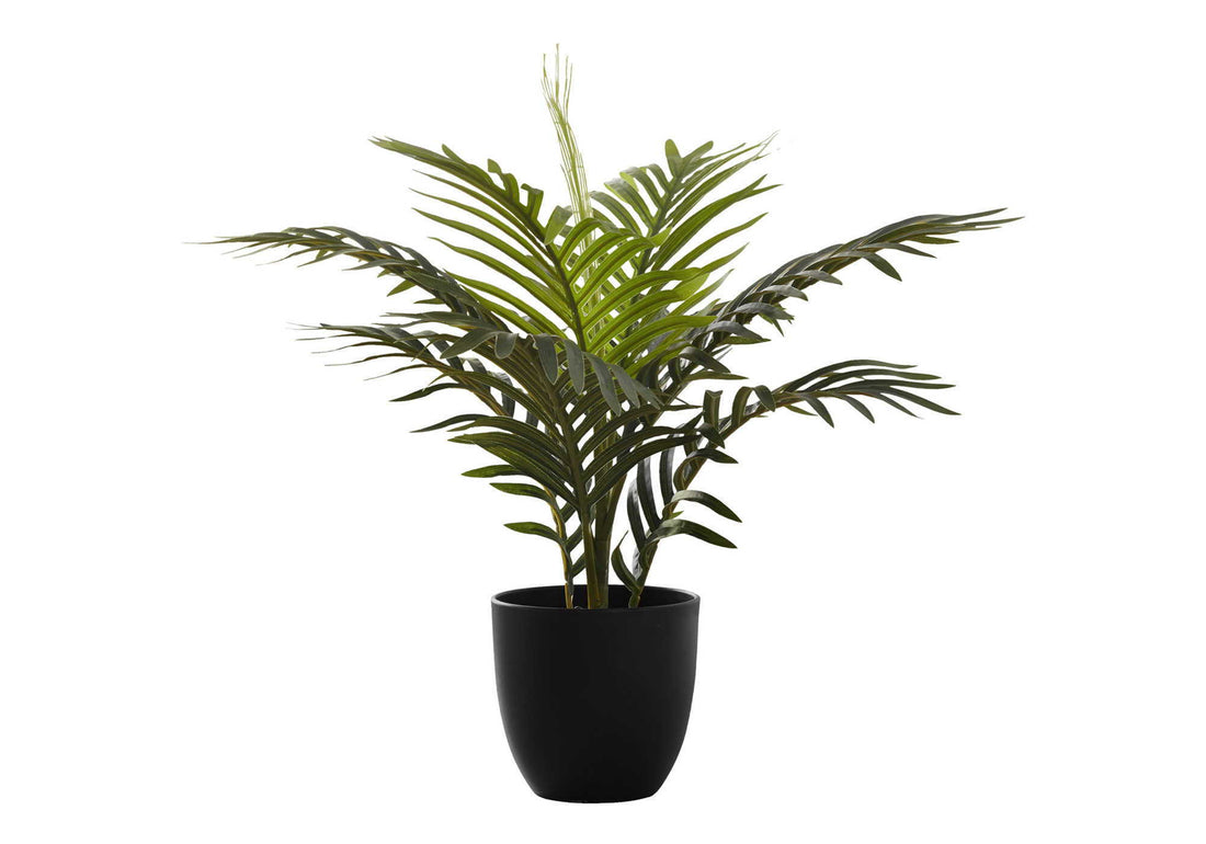 20&quot; Tall, Artificial Plant, Palm, Indoor, Faux, Fake, Table, Greenery, Potted, Real Touch, Decorative - Green / Black