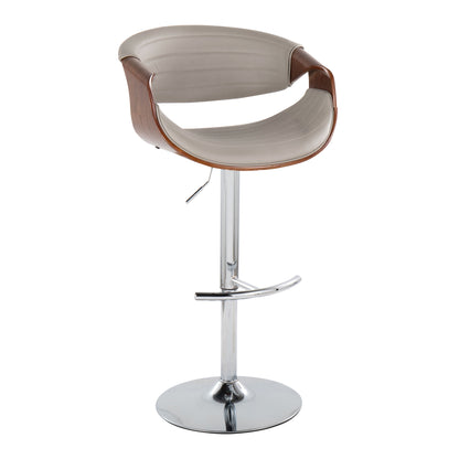 Symphony - Mid Century Modern Adjustable Barstool &amp; Swivel With Rounded T Footrest (Set of 2)