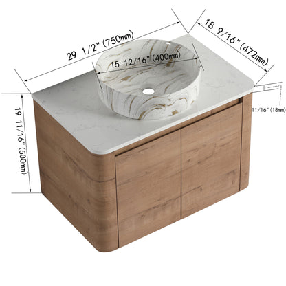 Wall Mounted Bathroom Vanity With Art Sink, 1 Soft Close Door
