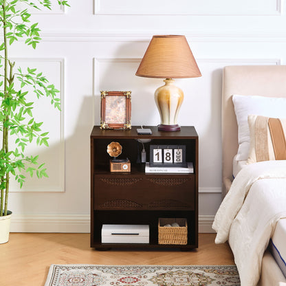 Nightstand With USB Ports &amp; Outlet Hole, End Table With Drawer