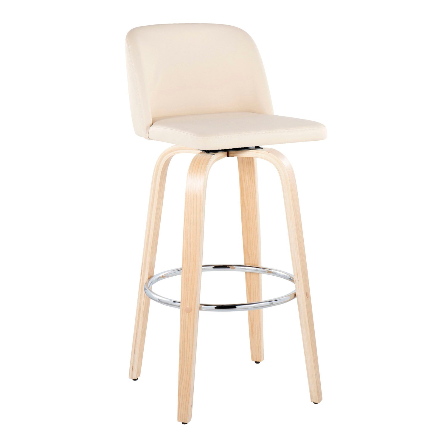Toriano - Contemporary Fixed Height Barstool &amp; Swivel With Round Footrest (Set of 2)