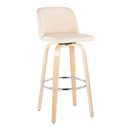 Toriano - Contemporary Fixed Height Barstool &amp; Swivel With Round Footrest (Set of 2)