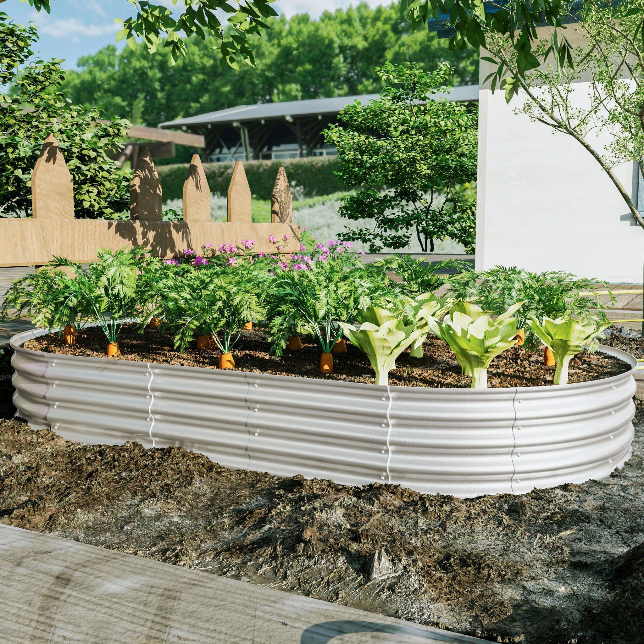 Heavy Duty Galvanized Raised Garden Bed Kit For Vegetables, Flowers &amp; Herbs