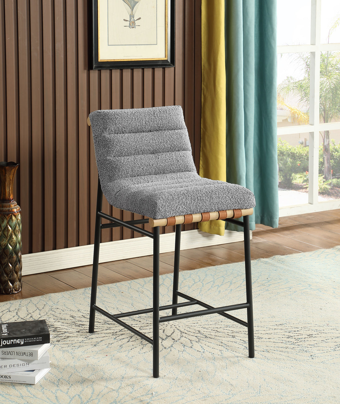 Lahni - 17&quot; Boucle Fabric Counter Height Chair