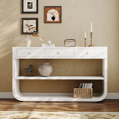 Console Table With 3 Soft Close Drawers &amp; 2 Open Shelves