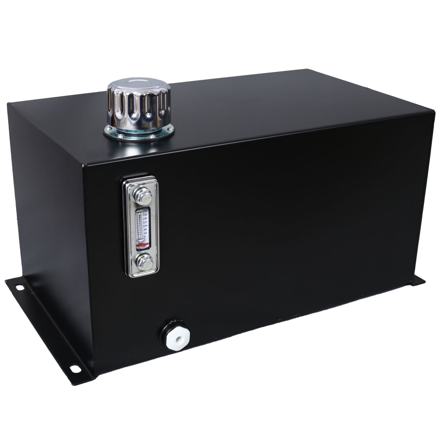 Heavy Duty Hydraulic Fluid Tank 10 Gal Steel Reservoir With Strainer, Gauge &amp; Breather Cap For Tractors &amp; Trucks - Black